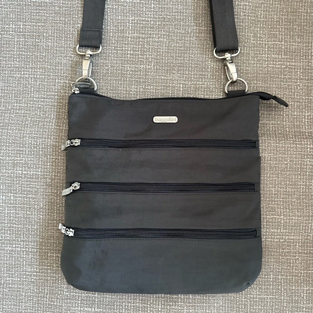 Baggallini Crossbody Bag Gray MultiPocket Travel Purse Adjustable Strap Wristlet - Picture 6 of 11